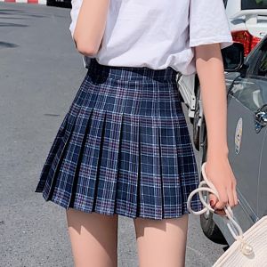 Váy Ngắn Xếp Ly Kẻ Caro Cạp Cao Cho Nữ Váy Ngắn Chữ a Màu Trơn Phong Cách Hàn Quốc Mùa Xuân Hè 2025 Váy Midi