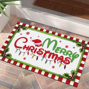VIKAMA Halloween Door Mat Skull Print Welcome Rug Non Slip For Entryway Front Door Indoor Outdoor Holiday Home Decor