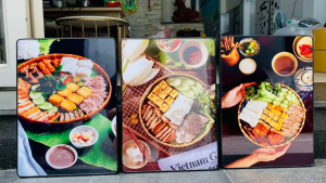 (ẢNH CHỤP) Tranh treo tường bún đậu 8 trang trí decor quán ăn nhà hàng có khung kèm đinh