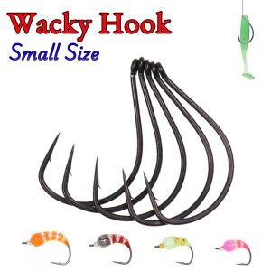 ICERIO High Carbon Steel Small Wacky Hook - Fly Tying Shrimp Nymph Fishing - Sizes #4 #6 #8 #10 #12 - 50pcs/Box