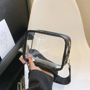 กระเป๋าสะพายข้างแบบใสแฟชั่นเกาหลีสไตล์ใหม่ กระเป๋าถือโทรศัพท์มือถือแบบสะพายข้าง กระเป๋าสะพายไหล่แบบหนัง PU สีพื้น