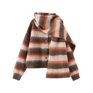 Wide Striped Color Block Loose Knit Cardigan