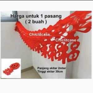 Garland Fu Tassel tarik fuk merah hiasan dekorasi imlek sincia