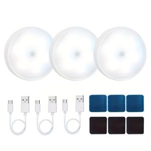 3pcs Motion Sensor Night Light - Wireless LED Detector Lamp for Bedroom Staircase Closet and Room Decor-