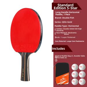 Double Fish | Double Sided Rubber Table Tennis Racket Set Long Handle