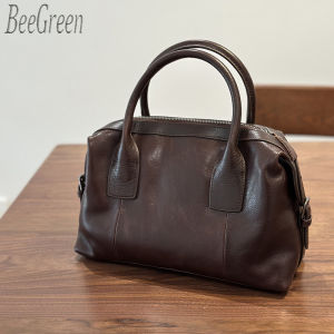 BeeGreen Women Genuine Leather Handbag High Quality Classic Boston Bag Elegant Commuter Shoulder Bag