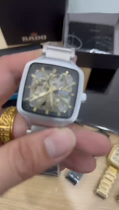 Elegant Skeleton Dial Stainless Steel Quartz Watch with Sapphire Glass and Leather Strap