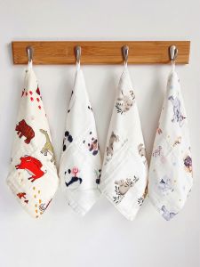 Ultra Soft Bamboo Fiber Cotton Muslin Handkerchiefs for Newborn Babies Face Wash Towels Small Towels 4 Pieces Set