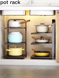[READY STOCK]YAKO 2-7 Tiers Pan And Pot Rack Rak Bawah Sinki Adjustbale Organzier Kitchen Storage Shelf Stainless Steel