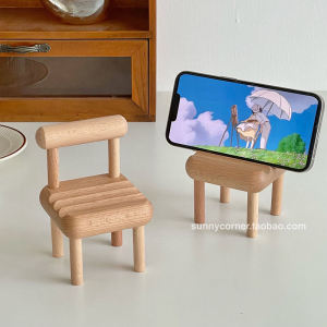 Creative Wooden Desktop Phone Stand Real Wood Lazy Support Bracket Decorative Cute Mobile Phone Holder Desk Accessories