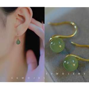 (Bebas beli 2 dapat bonus) H-Girl888 COD A122 Anting giok bola hijau titanium wanita Korea original