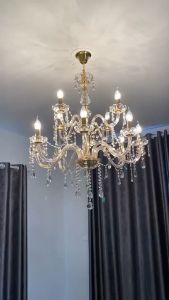 โคมไฟคริสตัล เทียนสไตล์ยุโรปโคมระย้าคริสตัลสีทองห้องนั่งเล่นโคมไฟร้านอาหารห้องนอนแสงอเมริกันเจนยุโรปโคมไฟเพดาน Ceiling Lights