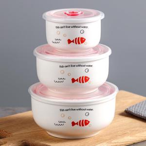Jiaxu | Multipurpose Microwaveable Ceramic Food Storage Bowls 3 Piece Set Large
