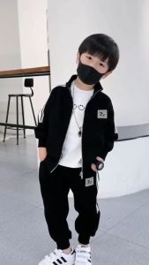 terno for kid boy Black Terno Zip Up Jacket & Sweatpants for boys 1-5yrs old C49