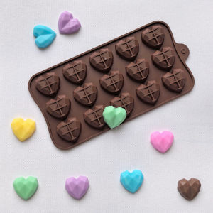 1pc 15 hole diamond heart-shaped silicone mold suitable for DIY chocolate candy cookies gummies baking molds