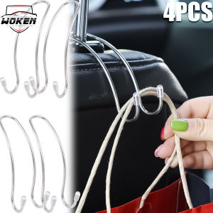 【WOKEN】2/4PCS Car Seat Stainless Steel Hooks Rear Seat Headrest Handbag Shopping Bag Clothes Hanger Coat Hat Storage Hanging Items In The Car