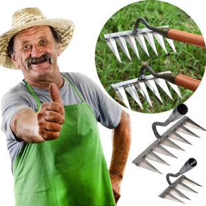 Outdoor Garden Weeding Hoe 4/5/6/7 Tooth Strong Durable Steel Farm Implements Loose Soil Rake Garden Accessories