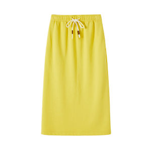 URLAZH | Retro Fashionable Yellow High-Waist Straight Split Skirt