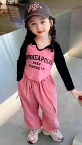 Setelan Anak Perempuan Korean Style & Set Cargo Anak Perempuan 1-4 Tahun