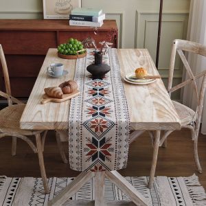 Vải Trang Trí Bàn Ăn Hình Chữ Nhật Dày Thêu Họa Tiết Dân Tộc Vải Trang Trí Phòng Khách Chống Bụi Vải Trang Trí Bàn Trà