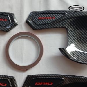 Outer Brio Door Cover Mangkok Pintu Mobil Honda Brio 2012 - 2018 Glossy Carbon