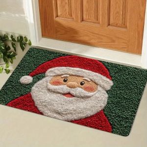 VIKAMA Merry Xmas Thảm Cửa Hình Tuần Lộc Gạc Hươu Thiết Kế Hình Lá Hoa Chống Trơn Trượt Thảm Chào Mừng Cho Lối Vào Trang Trí Nhà Cửa Polyester