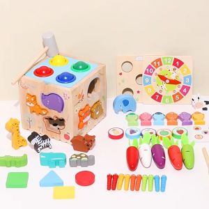 8-In-1 Wooden Montessori Carrot Shape Puzzle - Early Learning Sensory Toy For Kids Ages 3-6 Color Varies