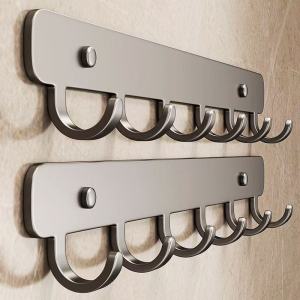 Strong Adhesive Carbon Steel One-Piece Wall Hooks for Kitchen And Bathroom Clothes Storage No Drilling Required L-Shaped Hooks