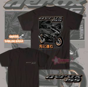 KAOS GAMBAR YAMAHA AEROX 155 -DTF HITAM KAOS MOTOR TSHIRT LENGAN PENDEK PRIA WANITA