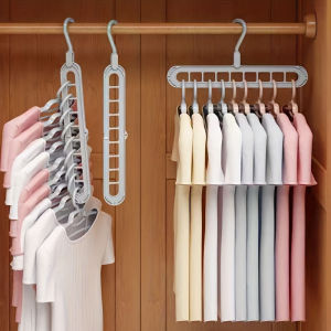 "1Pc 9-Hole Space-Saving Clothes Hanger Foldable Durable Closet Organizer for Shirts Pants Bags & More"