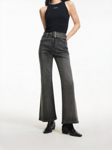 Vero Moda | Denim Pants With Same Color Belt Aesthetic Waterwashed Flared
