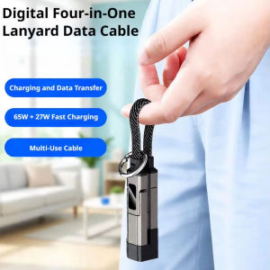 EOENKK | 4-in-1 Keychain Charging Cable LED Digital Display 65W Super Fast Charging Braided Zinc Alloy Multi Charger Cord