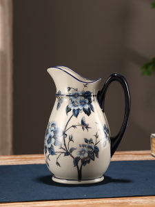 Đồng Hồ Trang Trí Phòng Khách Bằng Gốm Sứ Tráng Men Xanh Trắng Cỡ Lớn Phong Cách Trung Hoa Cổ Điển Sang Trọng Bình Hoa Trang Trí