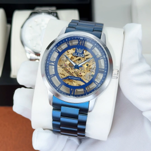 OLEVS 2025 นาฬิกาข้อมือผู้ชาย ดีไซน์ใหม่ กันน้ำ หน้าปัดเรืองแสง สายสแตนเลส นาฬิกาลำลอง