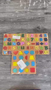 Bảng Gỗ Ghép Hình Học – Chữ Cái – Số và Dấu Toán Học Cho Bé 🎨🔢🔠