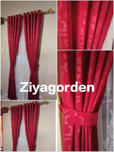 Gorden Polos Motip Embos Korden Hordeng Polos Pintu Jendela Tali Pinggir Gorden Lokal