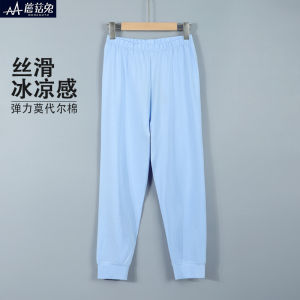 กางเกงลองจอนแบบบางสำหรับเด็กผู้ชายอ้วนกางเกงนอนใส่ในบ้านผ้าฝ้ายโมดอลแบบบางพิเศษเพิ่มขนาดใหญ่พิเศษทรงหลวมสำหรับเด็กวัยโตเด็กผู้ชาย