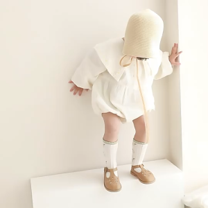 1 Pair Girls Socks Combed Cotton Non-Slip 3-5 Years Mid-Calf Floral Princess Korean Style Spring Girls