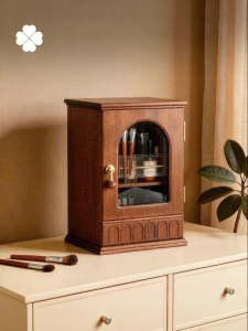 NORDIC MORE | Mid-century Style Large Capacity Wood Cosmetic Storage Box