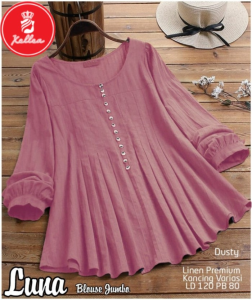 Blouse Baju Atasan Korean Style Remaja Blous Linen Premium Polos Luna Blouse Jumbo Terbaru - XELLEA