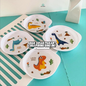 Piring Makan Anak Melamiin 8/9 Inch (Tipe Piring Cakram Dinosaurus) Aman Untuk Anak Anti Pecah