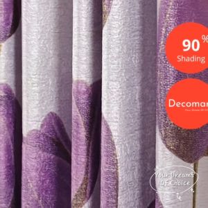 Decomart - Gorden Blackout Jendela Pintu Motif Bunga Tulip Import Variasi Warna Ungu Gold Maroon Hijau Hitam Cokelat Ukuran Tinggi 220cm