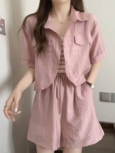 Street Style plus Size Womens Summer Fashion Set Top Bottoms Combo Slimming Effect High Waist Shorts Three Piece Ensemble