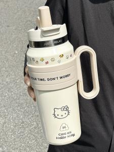 Hile Giant Ceramic Inner Barrel Insulated Water Bottle Women's New 2024 Double Drink Straw Cup High Aesthetic Value