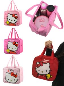 1pc Hello Insulated Kitty Lunch Bag Cute Thick Waterproof Tote Lunch Box Cartoon Bento Bag With Thermal Insulation