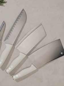 【✅SG stock】5 in 1 Knife Set with Holder Stainless Steel Kitchen Scissors and Fruit Knife