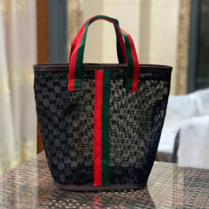 Fog Flower Transparent Mesh Flocking Cut Out South Korea Ins Cosmetic Bag Fashion Bucket Bag Mom Handbag 2270