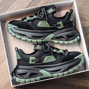 Mens Casual Running Shoes Mesh Upper Thick Sole Fashionable Dad Sneakers Spring 2025 New Style Youth Sports Shoes