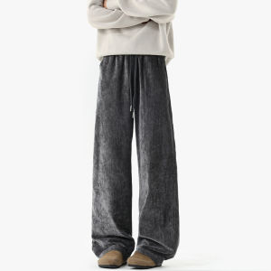 Quần Ống Đứng Rộng Rãi Thoải Mái Mùa Thu Đông 320g Quần Dài Nam Mềm Mại Ấm Áp Hai Mặt Neoprene Quần Dài Thường Ngày