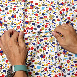 ผ้าเมตร ผ้าหลา ลายดอกไม้ นก บ้าน หน้ากว้าง 44 นิ้ว ผ้าคอตต้อนทีซี